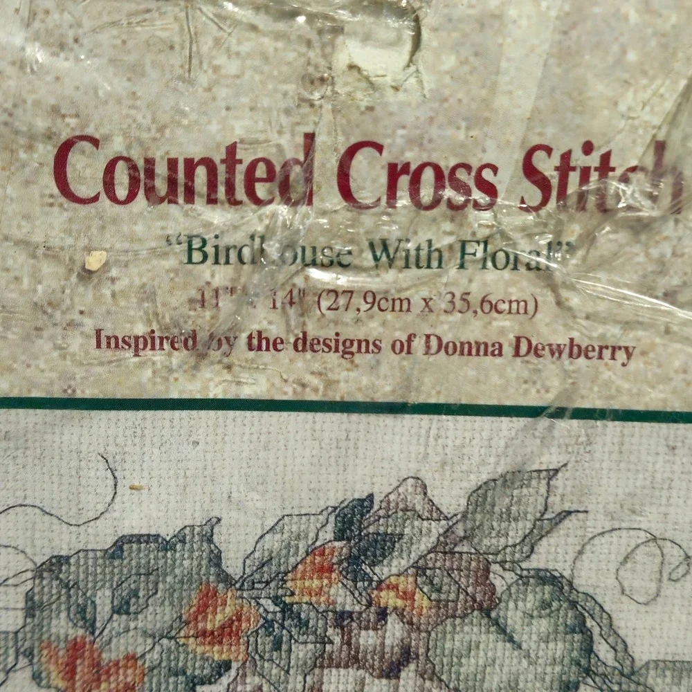 Bucilla Birdhouse With Floral Counted Cross Stitch Kit Vintage 43091 11x14